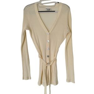 Michael Star’s off white ribbed-knit Longline cardigan W/ Detachable‎ Belt OS